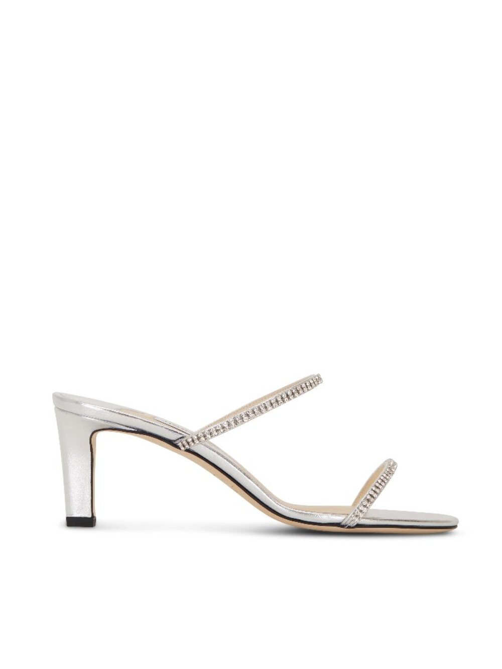 Jimmy Choo Brea Silver Crystal Two-Band Sandal Slide
